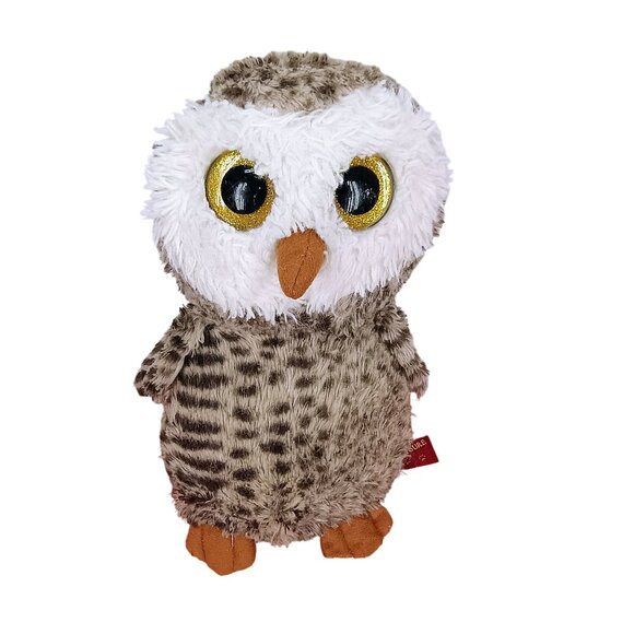 Gamble Pleasures Stuffed Plush Owl Toy 10" Soft Fluffy White & Brown - Picture 1 of 6